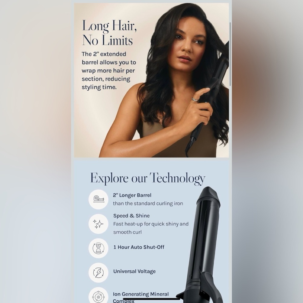 Bio Ionic Black Long Barrel Pro Curling Iron - Picture 8 of 9